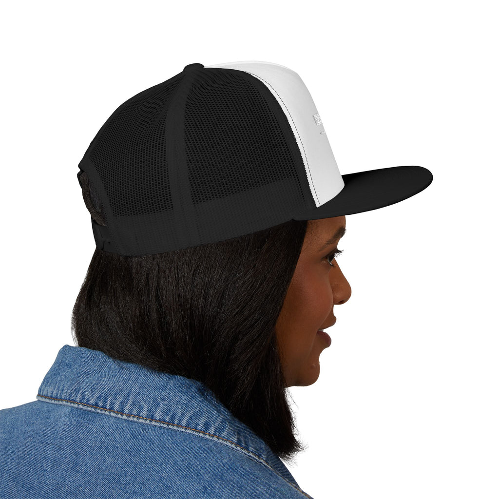 Trucker Cap — Embroidered Distressed Rectangle Design