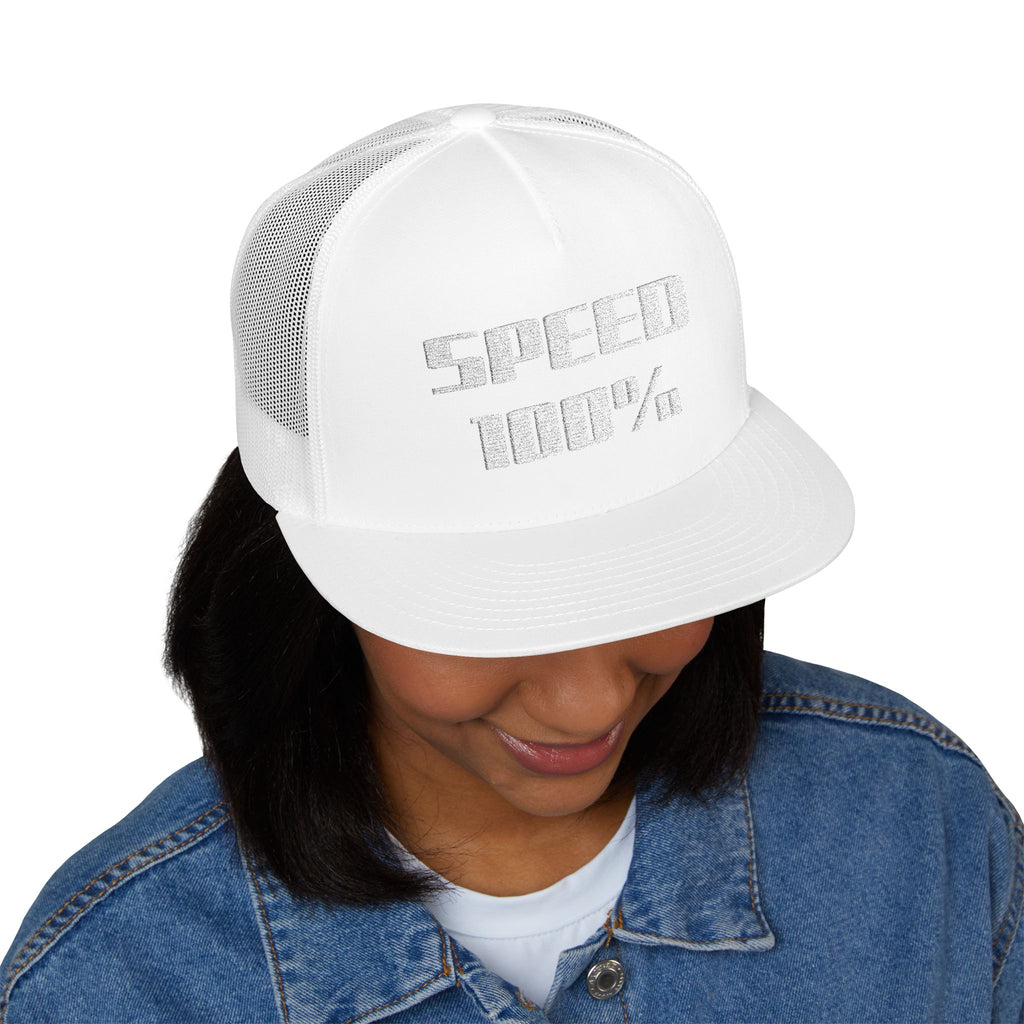 Trucker Cap — Embroidered Distressed Rectangle Design