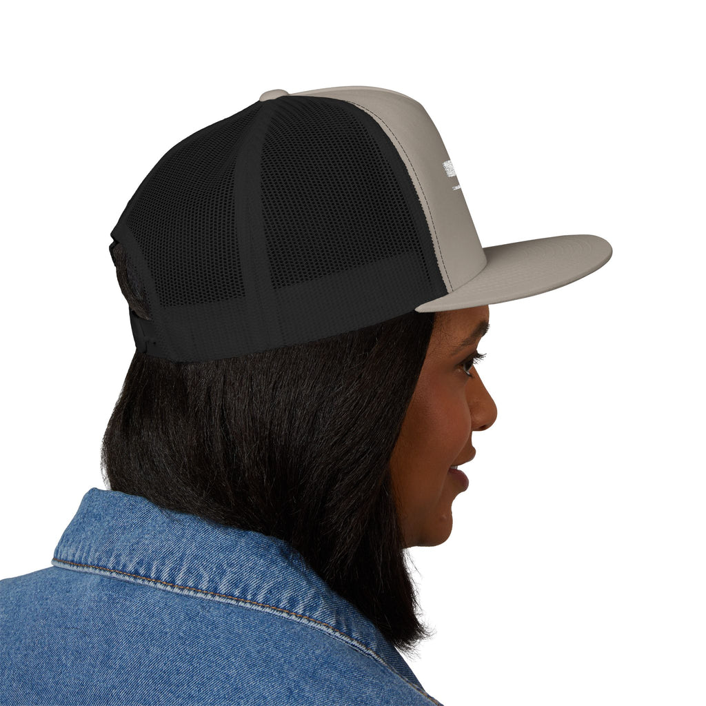 Trucker Cap — Embroidered Distressed Rectangle Design