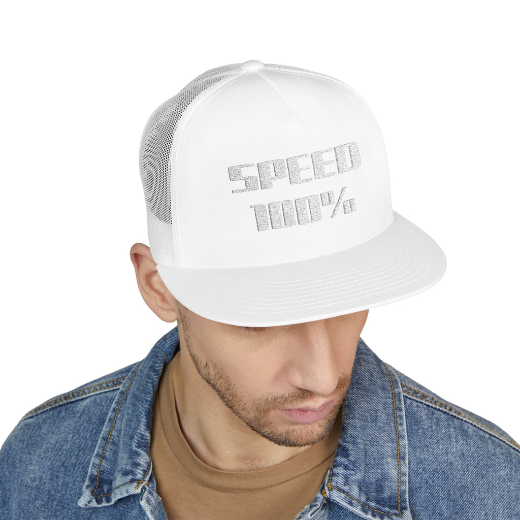Trucker Cap — Embroidered Distressed Rectangle Design