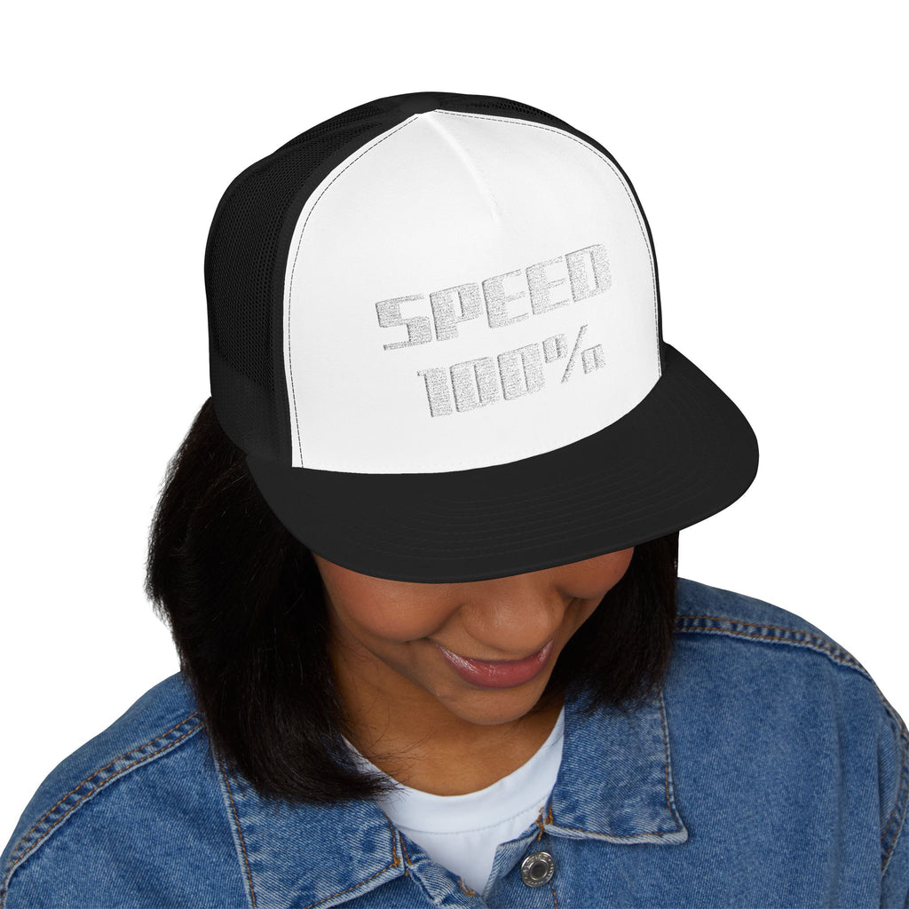 Trucker Cap — Embroidered Distressed Rectangle Design