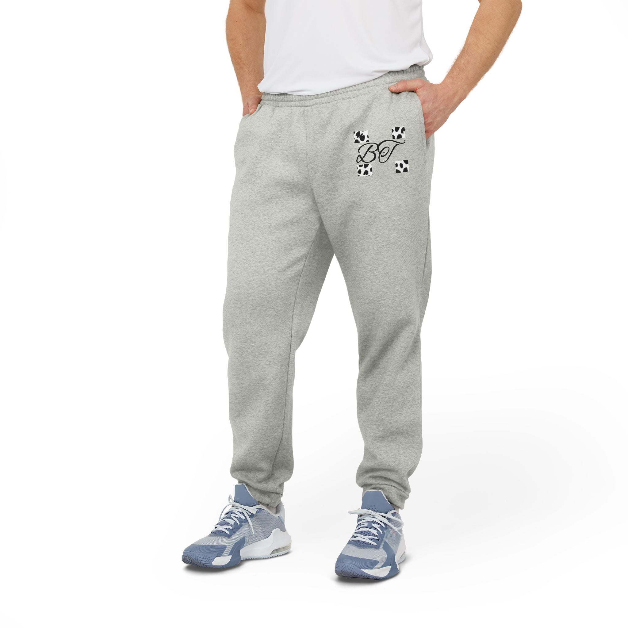 Adidas Grey Fleece Joggers with Script Butterfly Logo